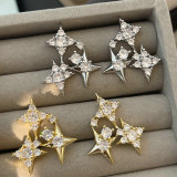 Pave zircon star earrings