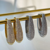 Pave zircon oval earrings
