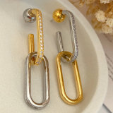 Long pave pin chain earrings