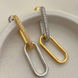 Long pave pin chain earrings