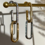 Long pave pin chain earrings
