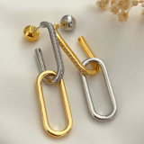 Long pave pin chain earrings