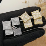 Pave square earrings