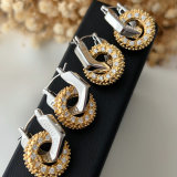 Pave zircon round charm earrings
