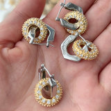 Pave zircon round charm earrings