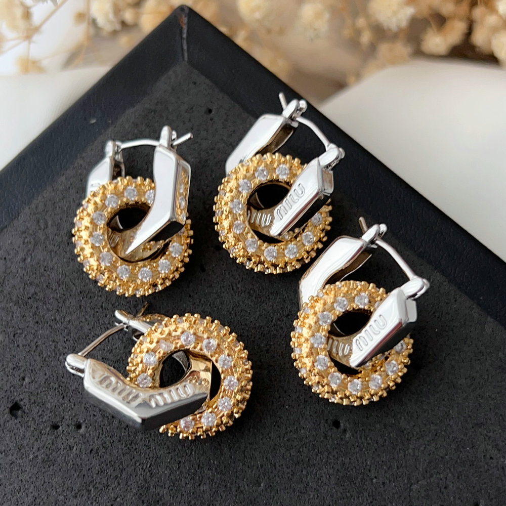 Pave zircon round charm earrings