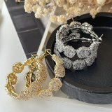 Pave square zircon hoop