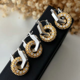 Pave zircon round charm earrings