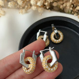 Pave zircon round charm earrings