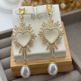 Pave heart earrings
