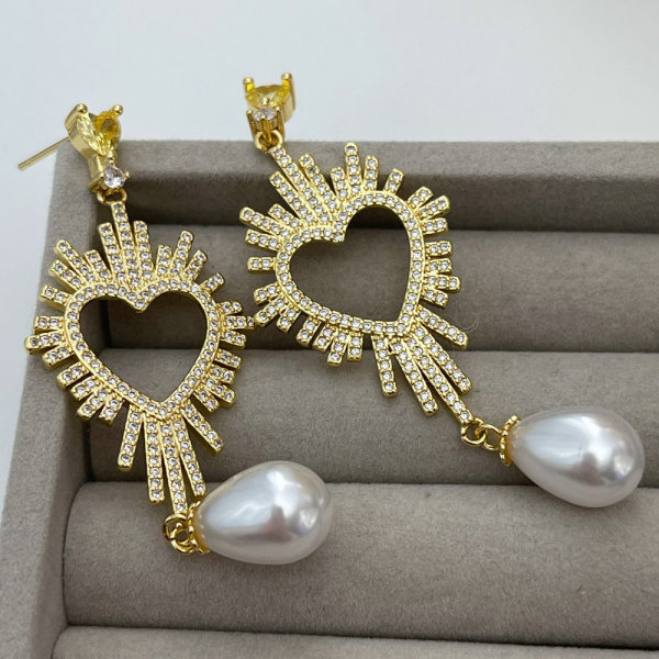 Pave heart earrings