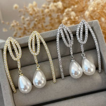 Fashion pave pearl earrings