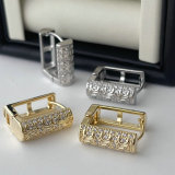 Pave square earrings