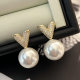Pave zircon v shape earrings