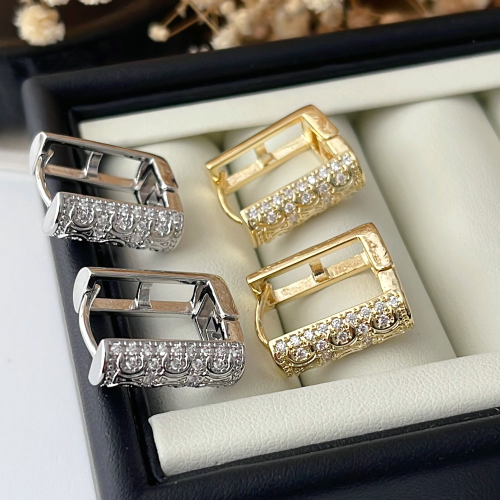 Pave square earrings