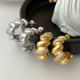 Pave zircon twist earrings