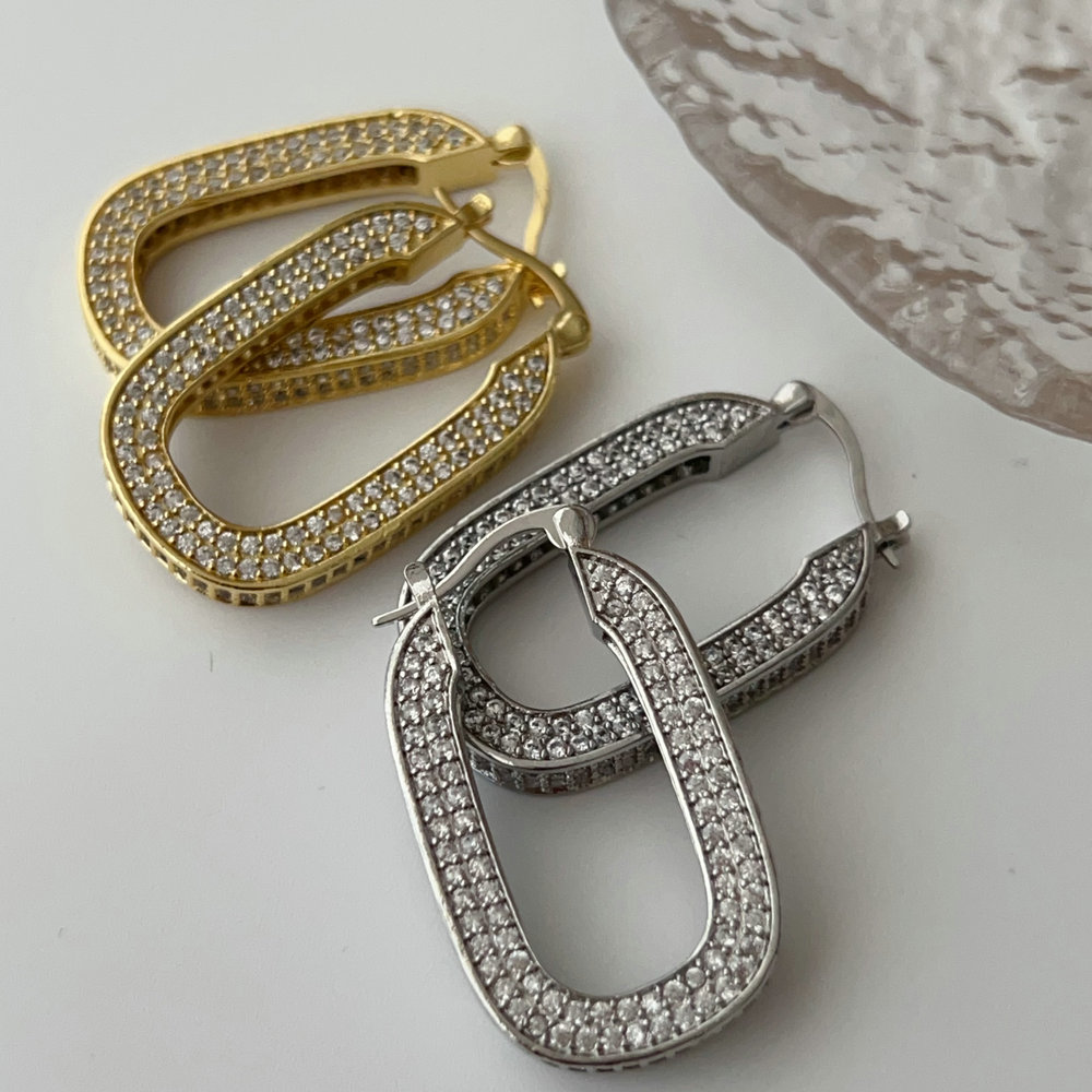 Pave zircon pin earrings
