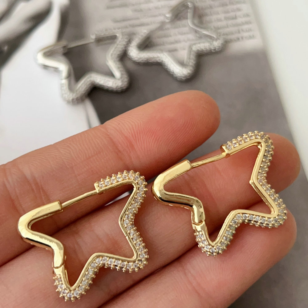 Pave star earrings