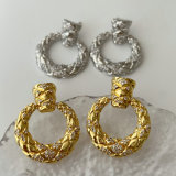 Pave circle earrings