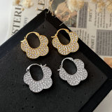 Pave flower earrings