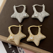 Pave zircon star earrings