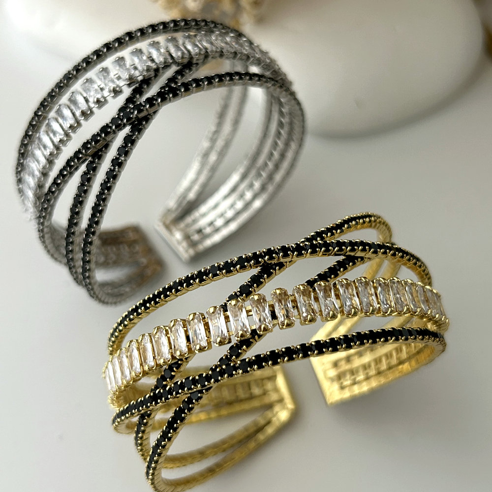 Pave zircon chunky bangle