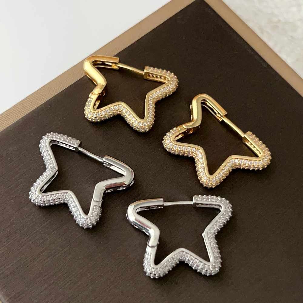 Pave star earrings