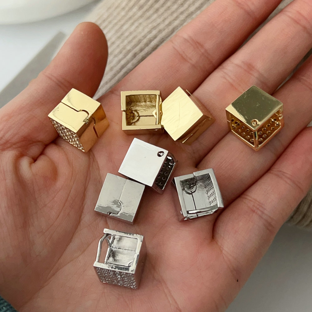 Pave square earrings