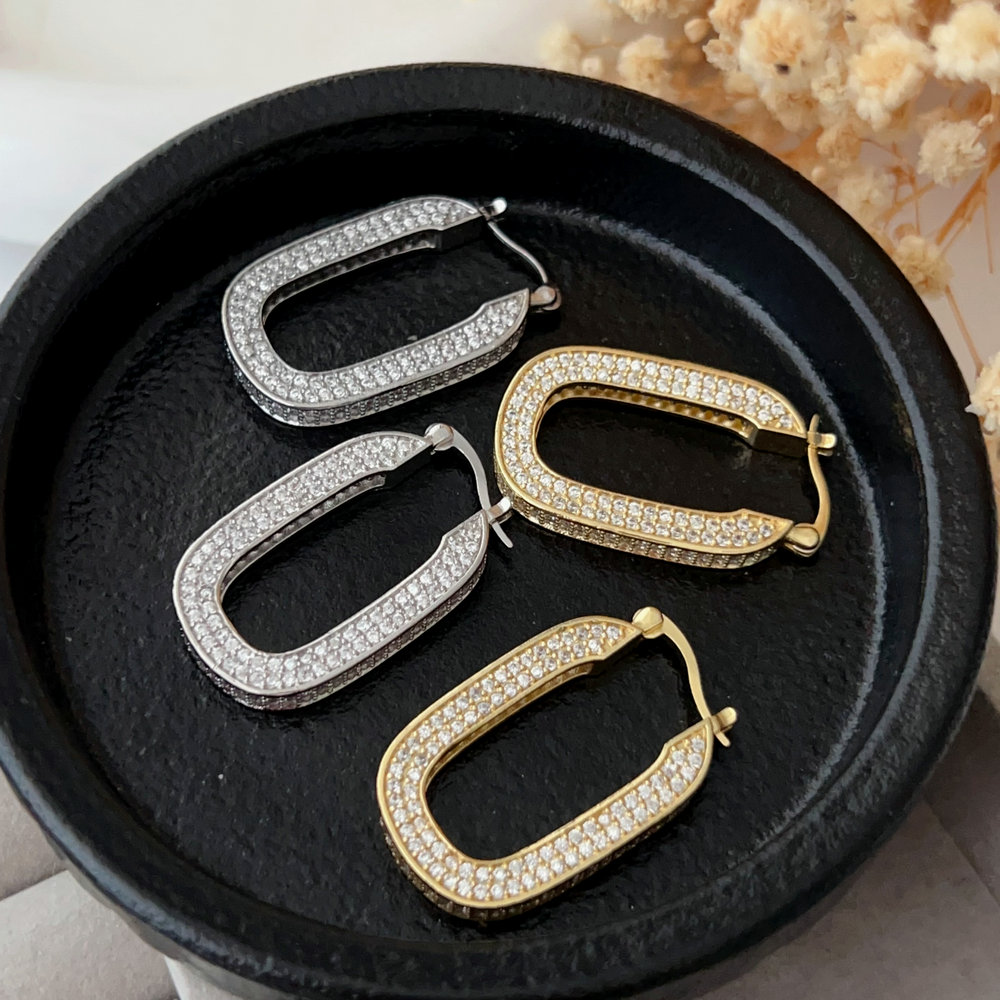 Pave zircon pin earrings