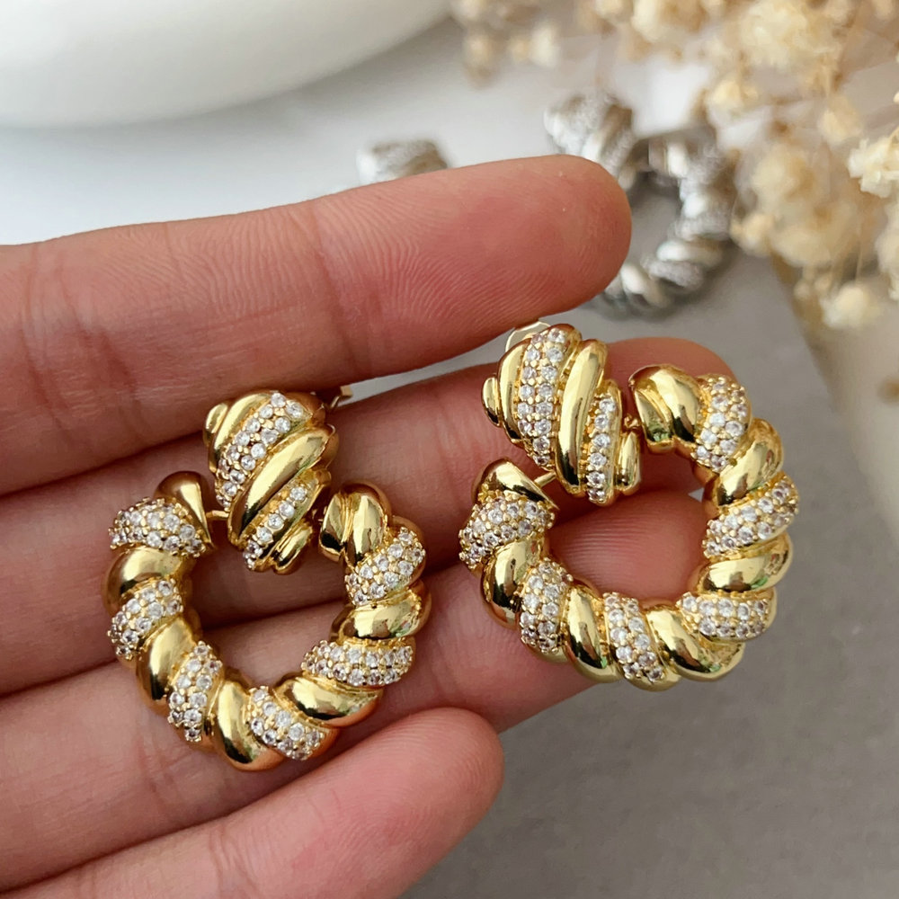 Pave heart earrings