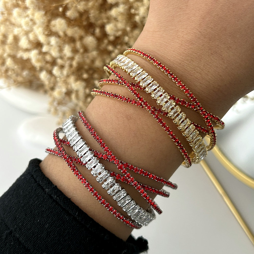 Pave red zircon chunky cuff