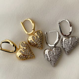 Pave heart charm earrings