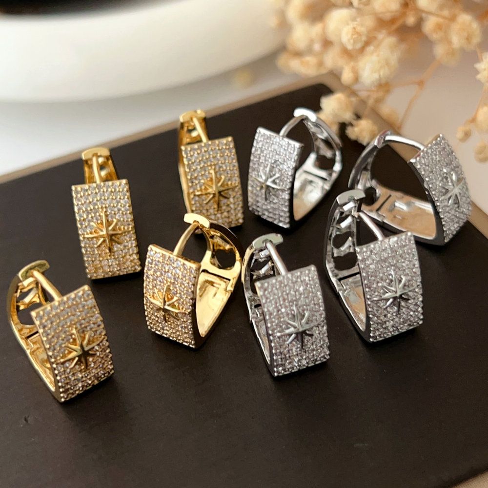 Triangle pave zircon earrings