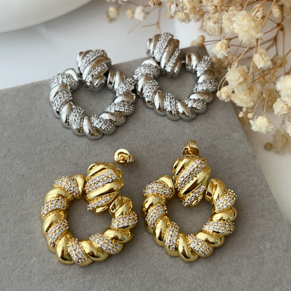 Pave heart earrings