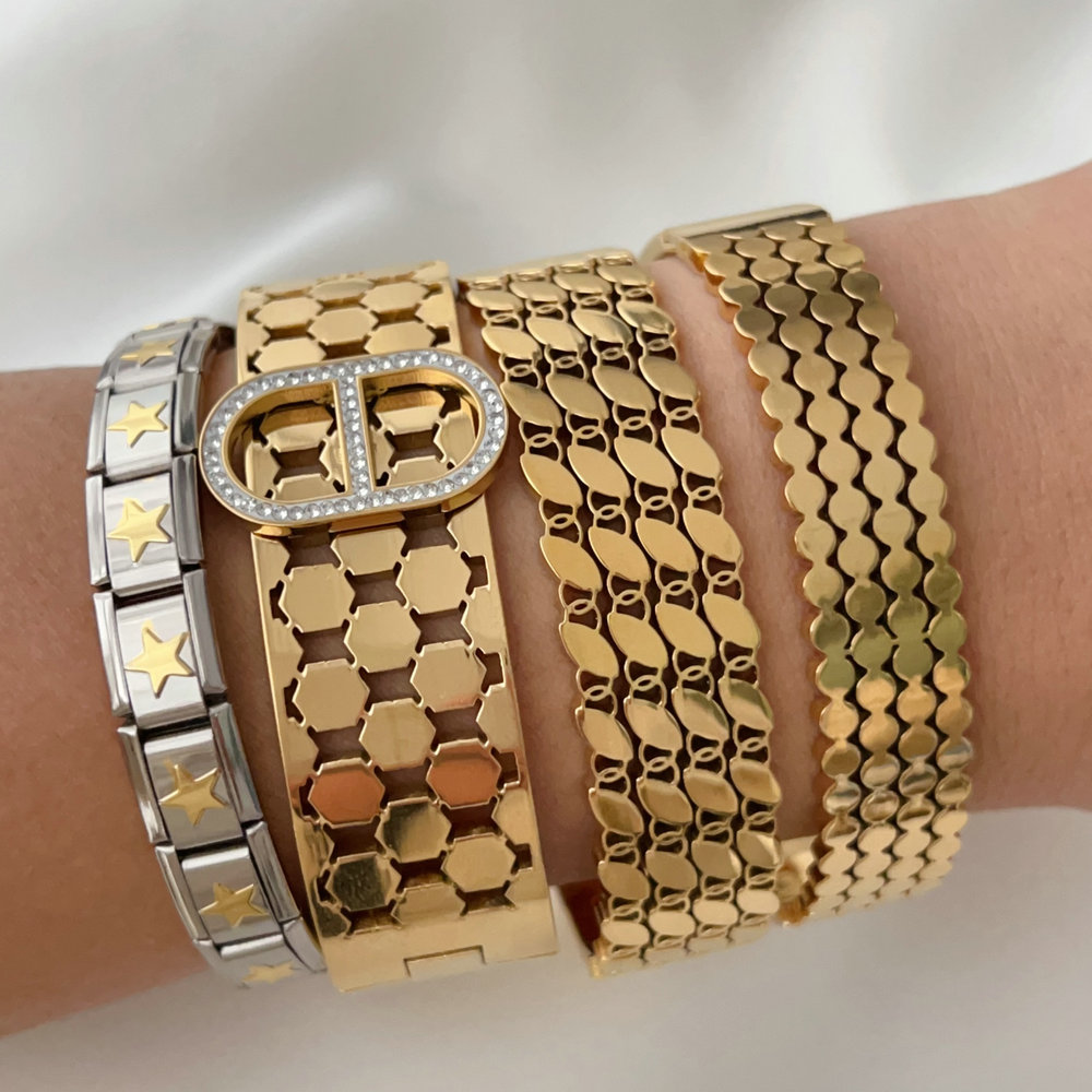 Stainless steel chunky bangle