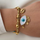 Stainless steel eye charm bracelet