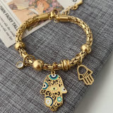 Stainless steel hand charm bracelet