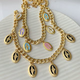 Enamel religious charm necklace