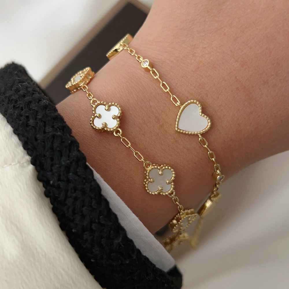 Shell heart clover bracelet