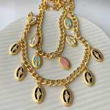 Enamel religious charm necklace