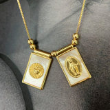 religious square charm necklace