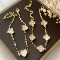 Shell heart clover bracelet