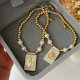 Square charm brass bead bracelet