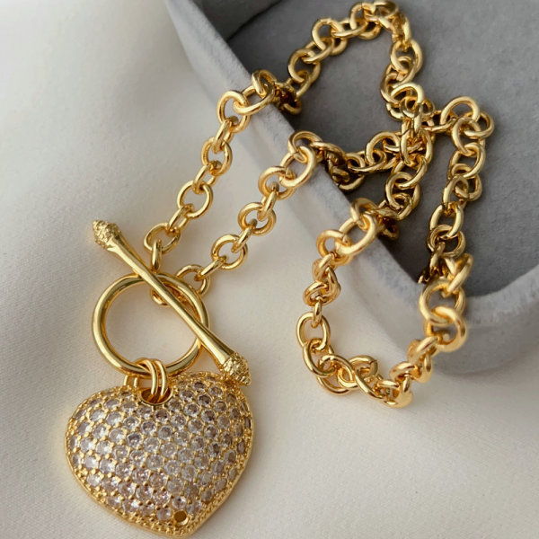 Big heart charm chain necklace