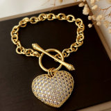Big heart charm chain bracelet