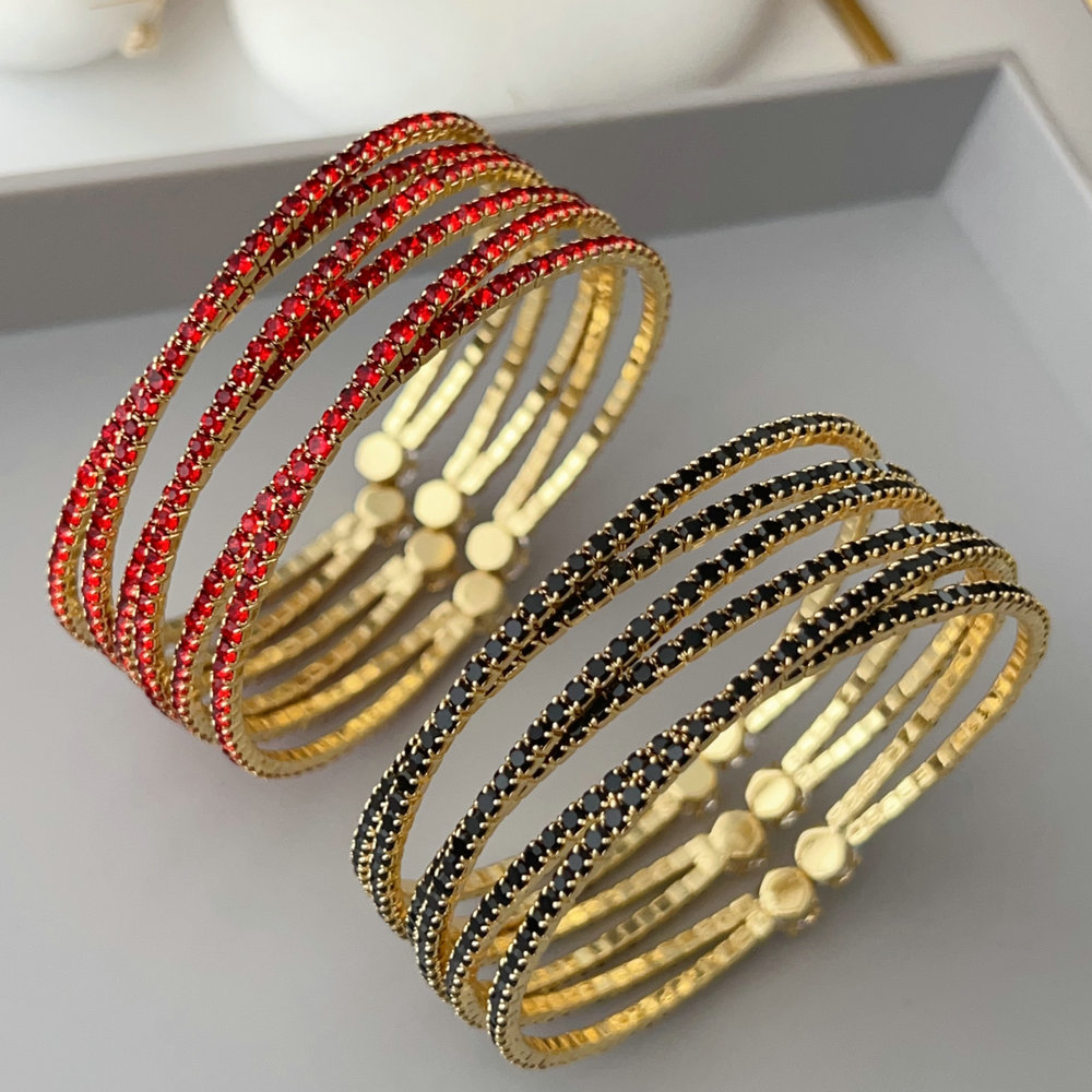 Red zircon chunky crystal bracelet
