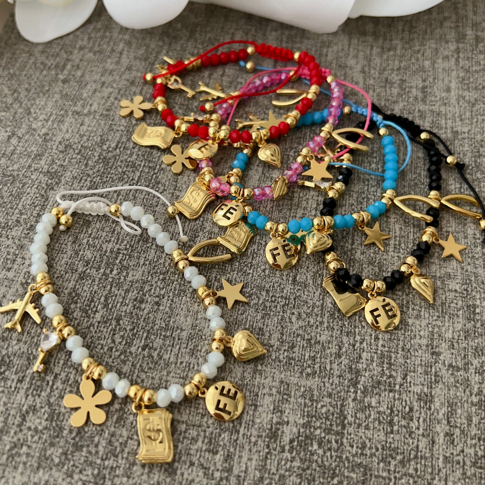 Brass charms chinese crystal bead bracelet