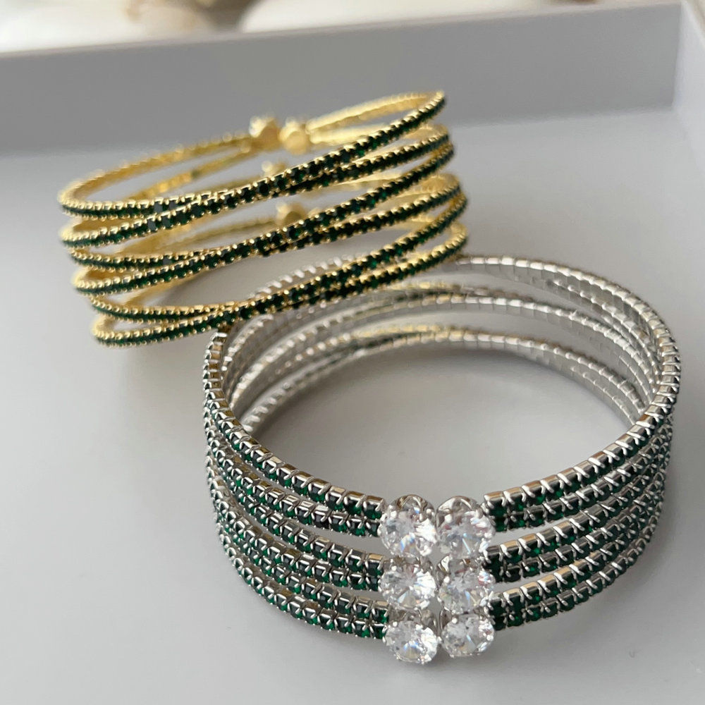 Green zircon chunky crystal bracelet