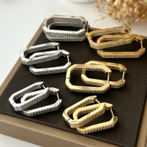 Pave square hoop