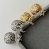 Pave ball zircon earrings